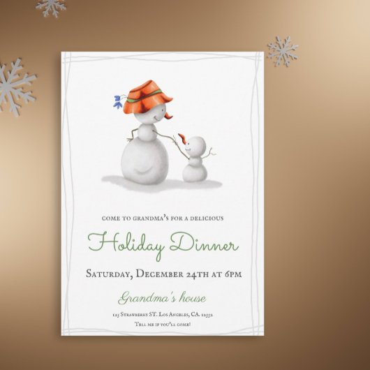 Spaß kommt zu Oma's Snowman Weihnachtsfeiertag Einladung