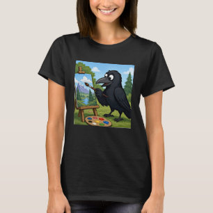 Spaß Künstler Krähe Landschaftsmalerei T-Shirt