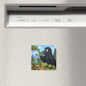 Spaß Künstler Krähe malt Landschaft Kunst Magnet (In Situ (Geschirrspüler))