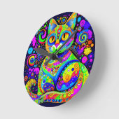 Spaß Künstlerische, hellfarbene Katze im Haight-As Runde Wanduhr (Winkel)