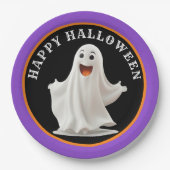 Spaß, lächelnd Ghost glücklich Halloween Pappteller (Vorderseite)