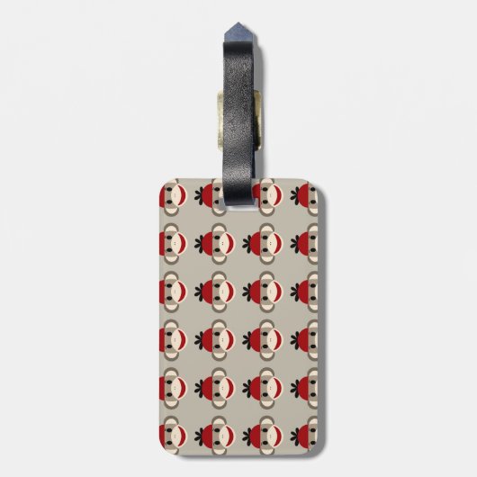 Spaß lächelnd Red Sock Affen Happy Patterns Gepäckanhänger (Rückseite vertikal)