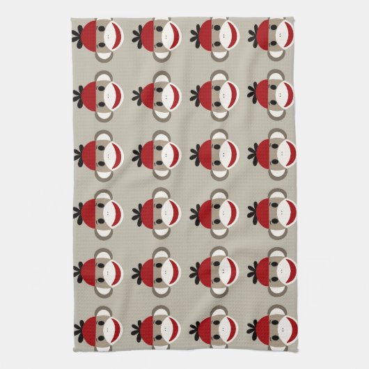 Spaß lächelnd Red Sock Affen Happy Patterns Geschirrtuch (Vertikal)