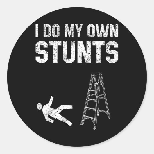 Spaß Ladder Fall Geschenk gebrochenen Knochen Hand Runder Aufkleber (Vorderseite)