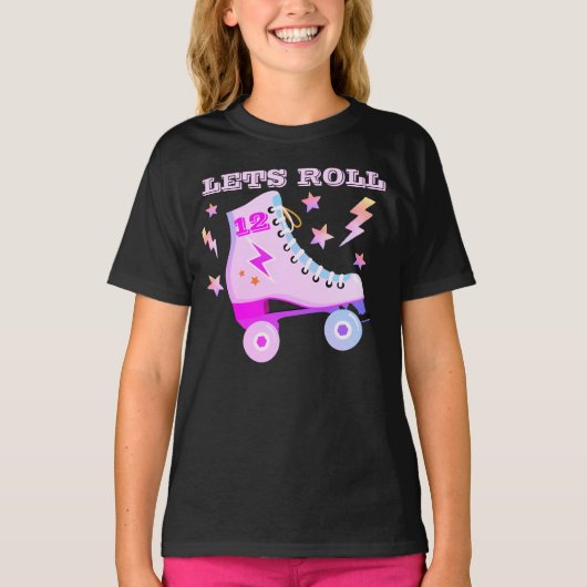 Spaß Lasse Roll Roller Skaten Retro Neon Pink Age T-Shirt (Vorderseite)