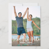 Spaß Lässige Kalligrafie Buchstaben, Foto, Hochzei Save The Date (Vorderseite)