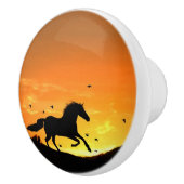 Spaß Laufende Pferdeknöpfe und -reißer Keramikknauf (Rechts)