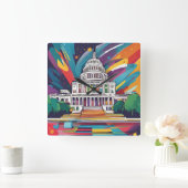 Spaß lebendig Funky Washington DC Wall Clock! Quadratische Wanduhr (Zuhause)