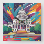 Spaß lebendig Funky Washington DC Wall Clock! Quadratische Wanduhr (Vorderseite)