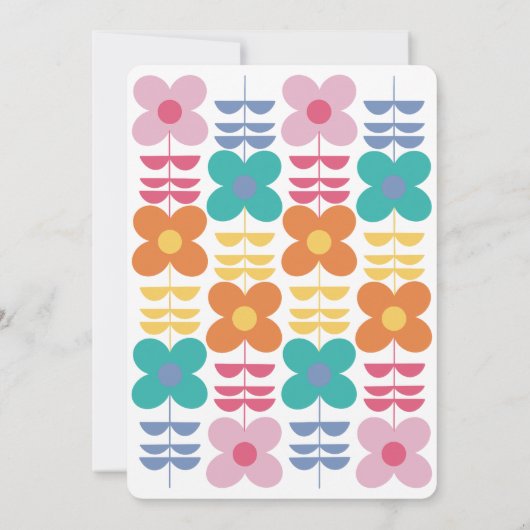 Spaß Lebhaft Retro Blume Geburtstag Einladung (Rückseite)