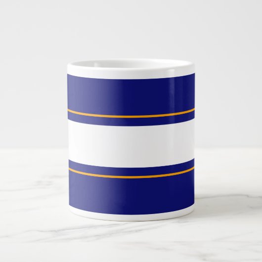 Spaß Lebhafte Royal Blue Yellow White Racing Strip Jumbo-Tasse (Vorderseite)