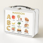 Spaß lernen ABCs Apple Banana Carrot Name Metall Brotdose (Vorderseite)