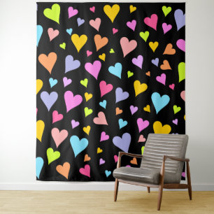 Spaß, Liebe, buntes Herz Muster Tapestry Wandteppich