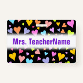 Spaß, Liebe, farbenfrohe Herzmuster + Individuelle Ausweis (Vorderseite)