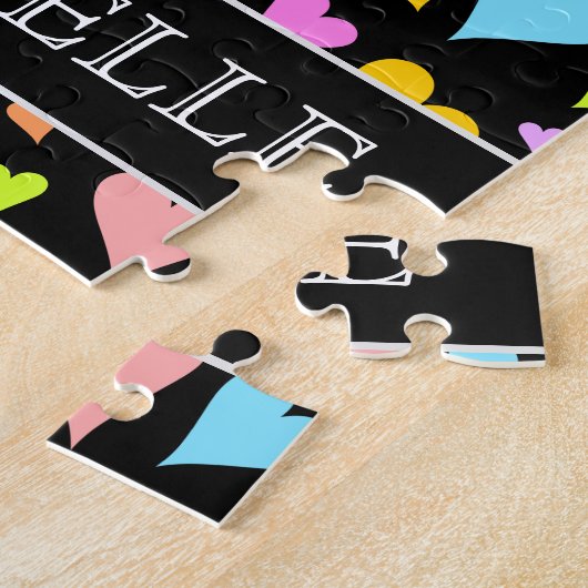 Spaß, Liebe, farbenfrohe Herzmuster + Individuelle Puzzle (Seite)
