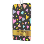 Spaß, Liebe, farbenfrohe Herzmuster und Individuel Autolufterfrischer (Links)