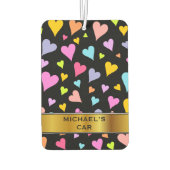 Spaß, Liebe, farbenfrohe Herzmuster und Individuel Autolufterfrischer (Rückseite)