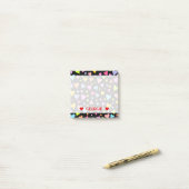 Spaß, Liebe, farbenfrohe Herzmuster und Individuel Post-it Klebezettel (Auf Schreibtisch)