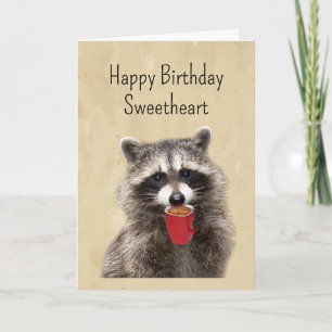 Spaß Liebe Sie Geburtstag Sweetheart Fun Raccoon Karte