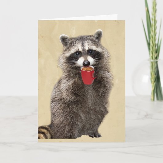 Spaß Liebe Sie mehr als mein Coffee Raccoon Karte (Vorderseite)
