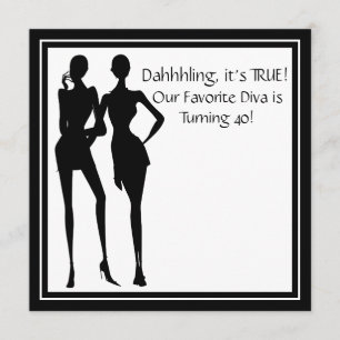 Spaß Lieblingsdiva Frau Schwarze 40. Geburtstagsfe Einladung