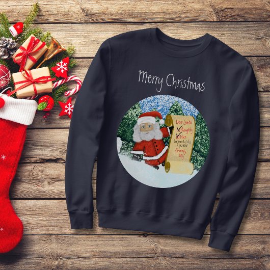 Spaß liebt Santa Naughty oder Nice Letter Ugly Swe Sweatshirt