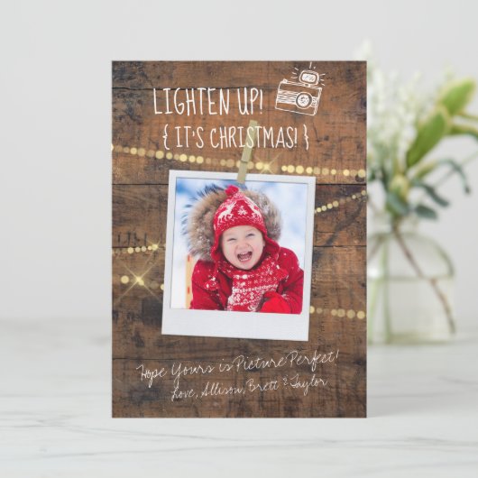 Spaß Lighten Up Fotograf Weihnachtskarte (Stehend Vorderseite)