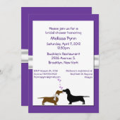 Spaß-lila Dackel-Brautparty-Einladung Einladung (Vorne/Hinten)