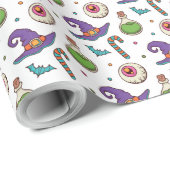 Spaß Lila Halloween, Green Magic Witchy Bottle Wra Geschenkpapier (Rolleneckpunkt)