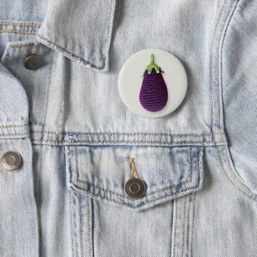 Spaß Lila Moderne Minimal Crochet Eggplant Button (Beispiel)