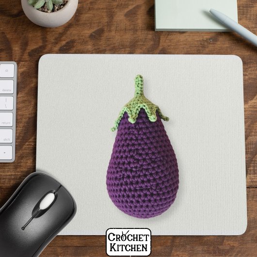 Spaß Lila Moderne Minimal Crochet Eggplant Mousepad