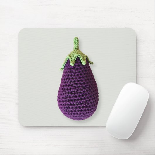 Spaß Lila Moderne Minimal Crochet Eggplant Mousepad (Mit Mouse)