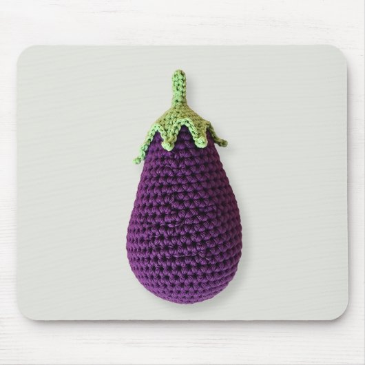 Spaß Lila Moderne Minimal Crochet Eggplant Mousepad (Vorne)