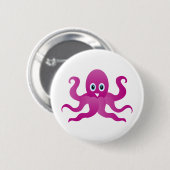 Spaß lila Oktopi Button (Vorne & Hinten)