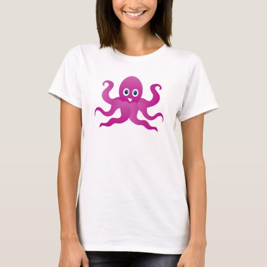 Spaß lila Oktopi T-Shirt (Vorderseite)