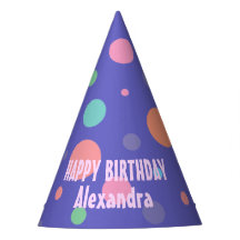 Spaß Lila Party Hut mit farbenfrohen Polka Dots