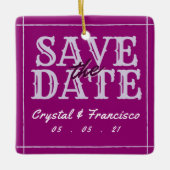 Spaß Lila Save the Date Keramikornament (Vorderseite)