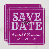 Spaß Lila Save the Date Mitteilungskarte (Vorne/Hinten)