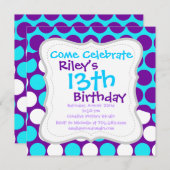 Spaß-lila und aquamarines einladung (Vorne/Hinten)