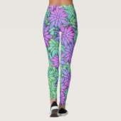 Spaß Lila und grüne Blume Leggings (Rückseite)