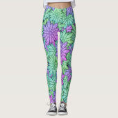 Spaß Lila und grüne Blume Leggings (Vorderseite)