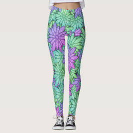 Spaß Lila und grüne Blume Leggings