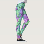 Spaß Lila und grüne Blume Leggings (Rechts)