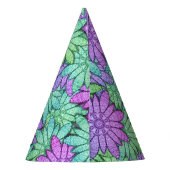 Spaß Lila und grüne Blume Partyhütchen (Rückseite)