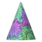 Spaß Lila und grüne Blume Partyhütchen (Rückseite)