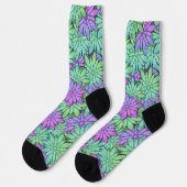 Spaß Lila und grüne Blume Socken (Linkes Detail)
