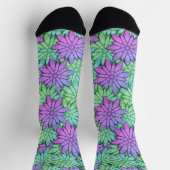 Spaß Lila und grüne Blume Socken (Oben)