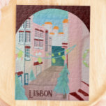 Spaß Lissabon Portugiesischer Winter Puzzle<br><div class="desc">Wünschen Sie Ihren Lieben einen angenehmen Urlaub mit diesen hübschen handgefertigten illustrierten portugiesischen Winterrätchen.</div>