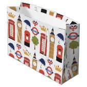 Spaß London Muster Reise Große Geschenktasche Geschenktüte (Rückseite Schrägansicht)