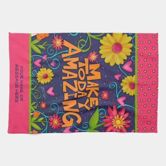 Spaß machen heute Phantastisches Zitat Blumenmassg Geschirrtuch (Horizontal)